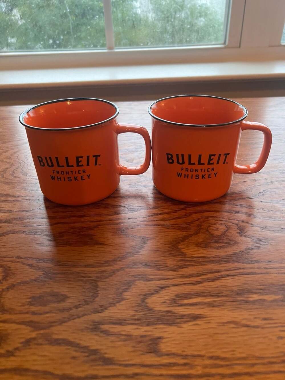 Bulleit Frontier Whiskey Orange Ceramic Campfire Mug Set Of 2 Coffee Fall Cozy